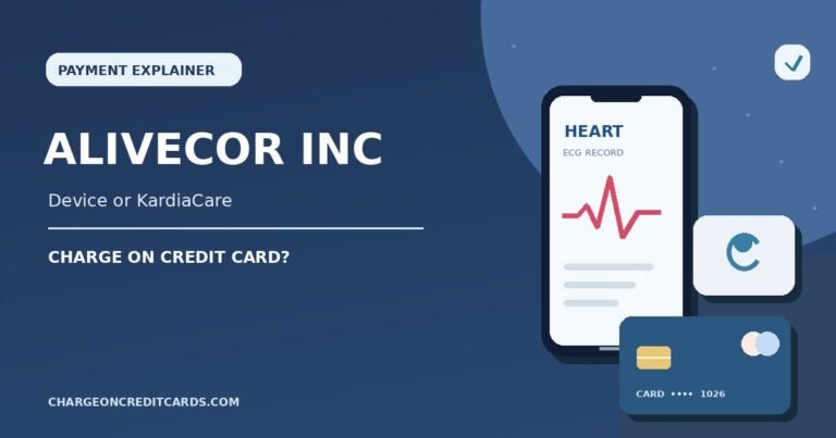 What is AliveCor Inc Charge on Credit Card? 6 Illustration of a Kardia heart-monitoring device, billing receipt and card for an AliveCor Inc charge.