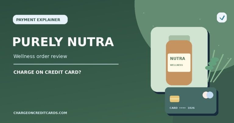 Illustration of a wellness product order and credit card payment statement for an unfamiliar Purely Nutra charge.