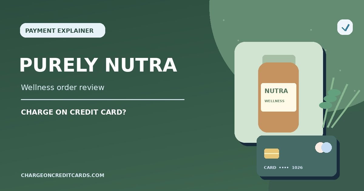 Illustration of a wellness product order and credit card payment statement for an unfamiliar Purely Nutra charge.
