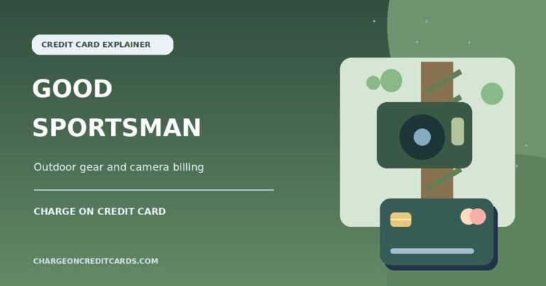 Illustration of a trail camera, woodland scene and credit card for a Good Sportsman billing inquiry.