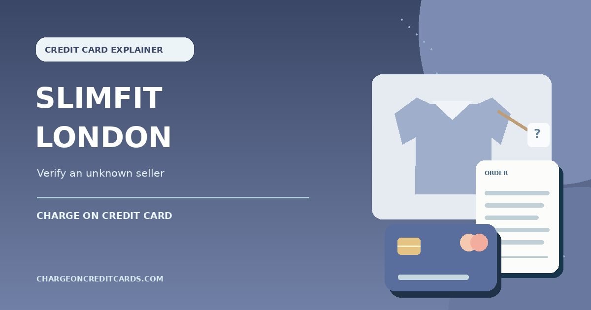 Illustration of an apparel order and question-mark billing receipt for an unverified Slimfit London charge.