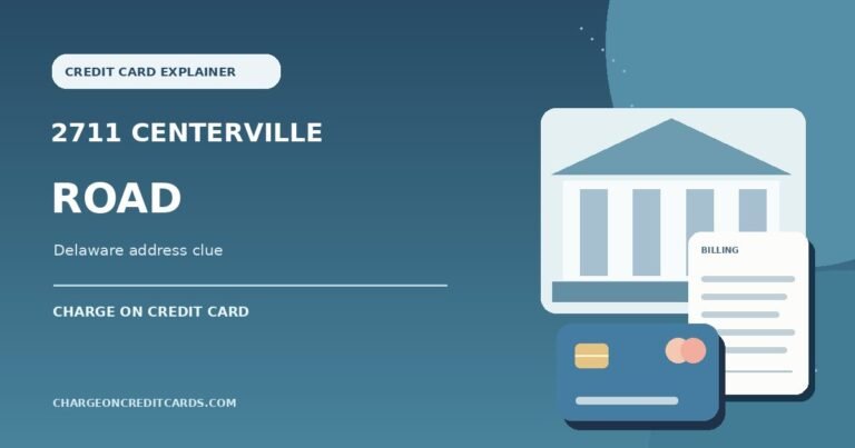 Illustration of a generic Wilmington Delaware office address, receipt and payment card for a 2711 Centerville Road charge.
