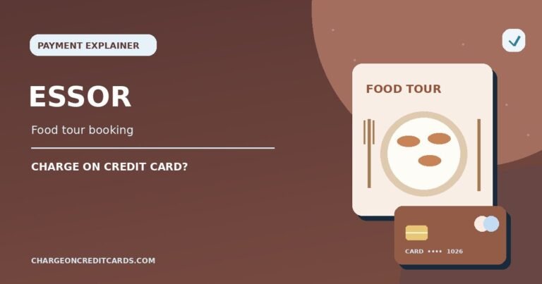 What is Essor Charge on Credit Card? 3 Illustration of a food tour booking confirmation, travel map and credit card for an Essor charge.