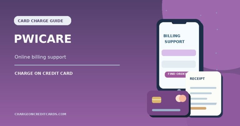 Illustration of online billing support, an order lookup and a credit card for a PWICARE charge.