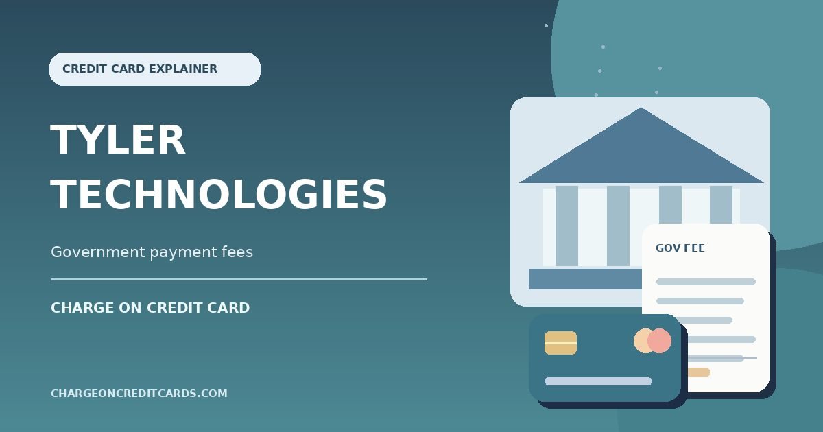 Illustration of a government building, receipt, and credit card for a Tyler Technologies payment.