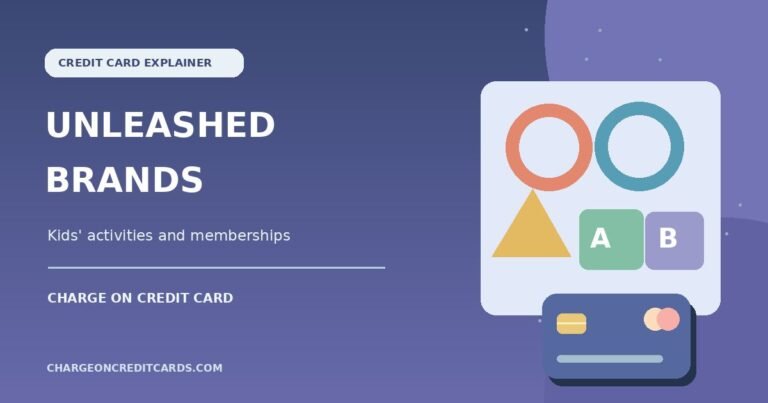 Illustration of youth activity equipment, play hoops and payment card for an Unleashed Brands charge.