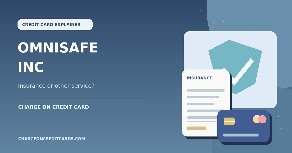 Illustration of a payment statement with a security shield and insurance inquiry for an OmniSafe Inc charge.