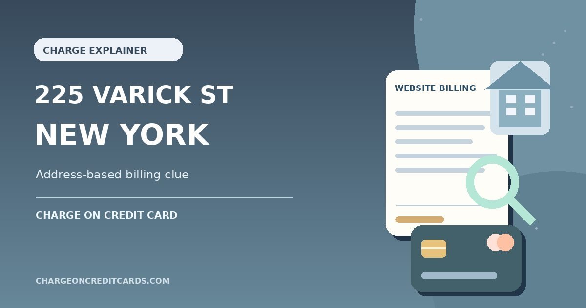 Illustration of a website invoice and New York office building for a 225 Varick St New York charge.