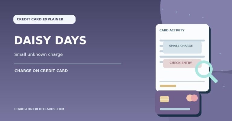 What is Daisy Days Charge on Credit Card? 1 Credit card statement with a small unknown Daisy Days authorization and investigation magnifier.