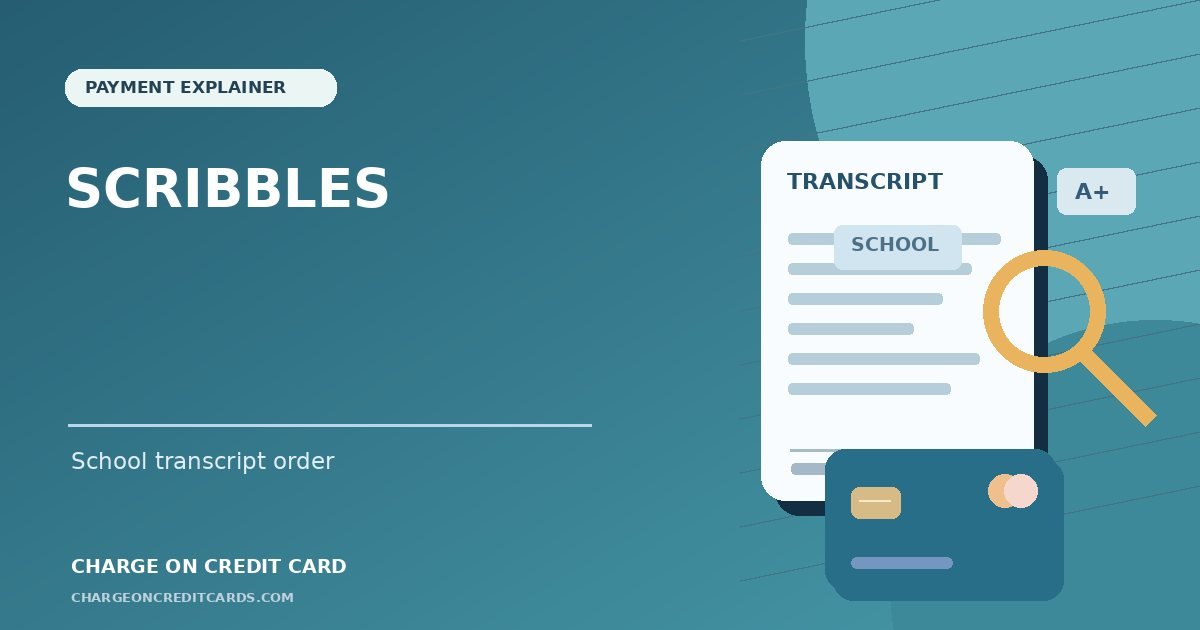 Illustration of a school transcript request, education records and credit card payment for Scribbles Software.