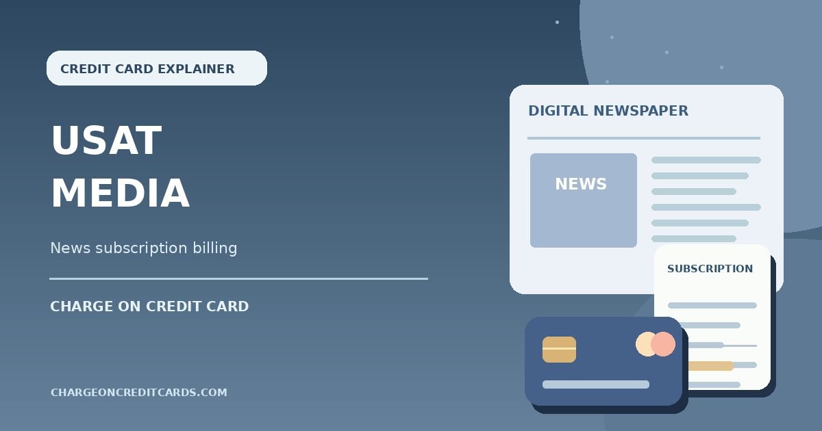 Illustration of a digital newspaper layout and subscription payment for a USAT Media credit card charge.