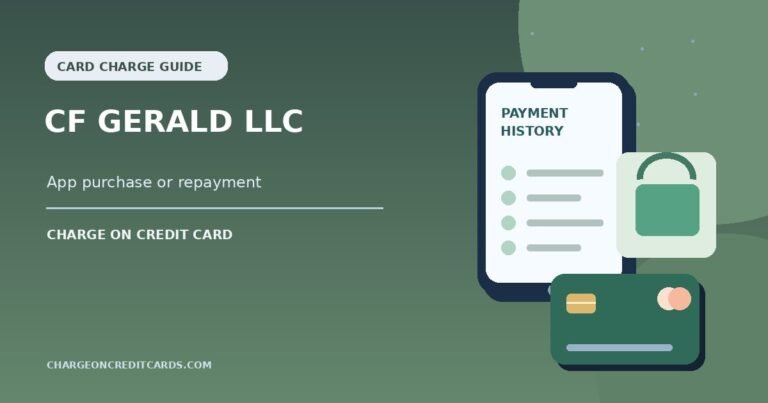 What is CF Gerald LLC Charge on Credit Card? 2 Illustration of a financial app, household purchase and payment history for a CF Gerald LLC charge.