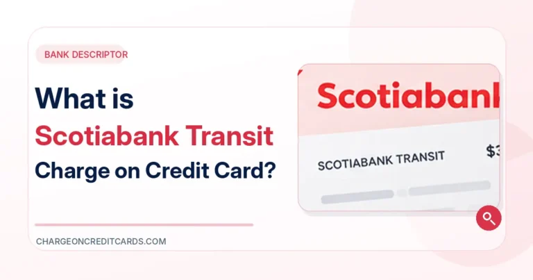 Scotiabank transit charge illustration showing a bank statement and credit card