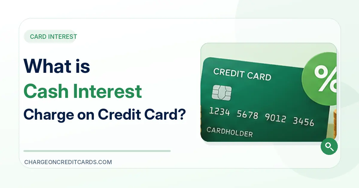 Cash interest charge illustration with credit card, coins, and percentage symbol