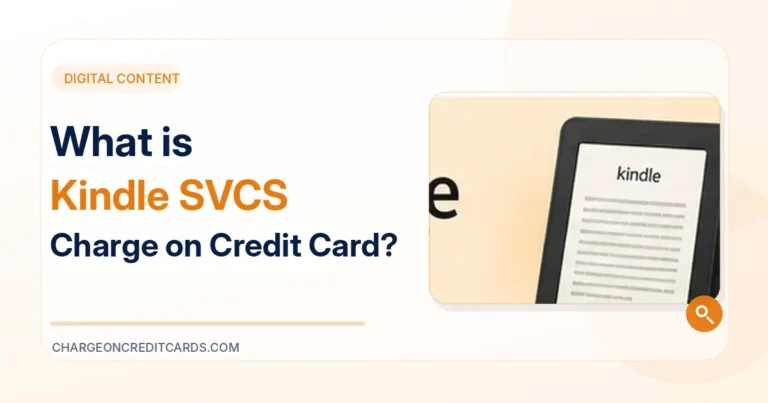 What is Kindle SVCS Charge on Credit Card? 2 Kindle SVCS credit card charge illustration with Kindle reader and digital books