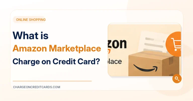 Amazon Marketplace charge illustration with delivery box and online shopping screen