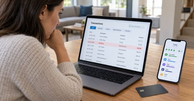 Person checking an Effecto charge on a credit card statement.