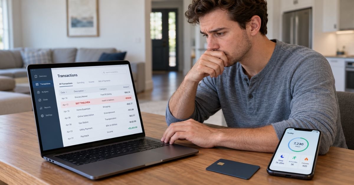 Person checking an SGT the Liven charge on a credit card statement.