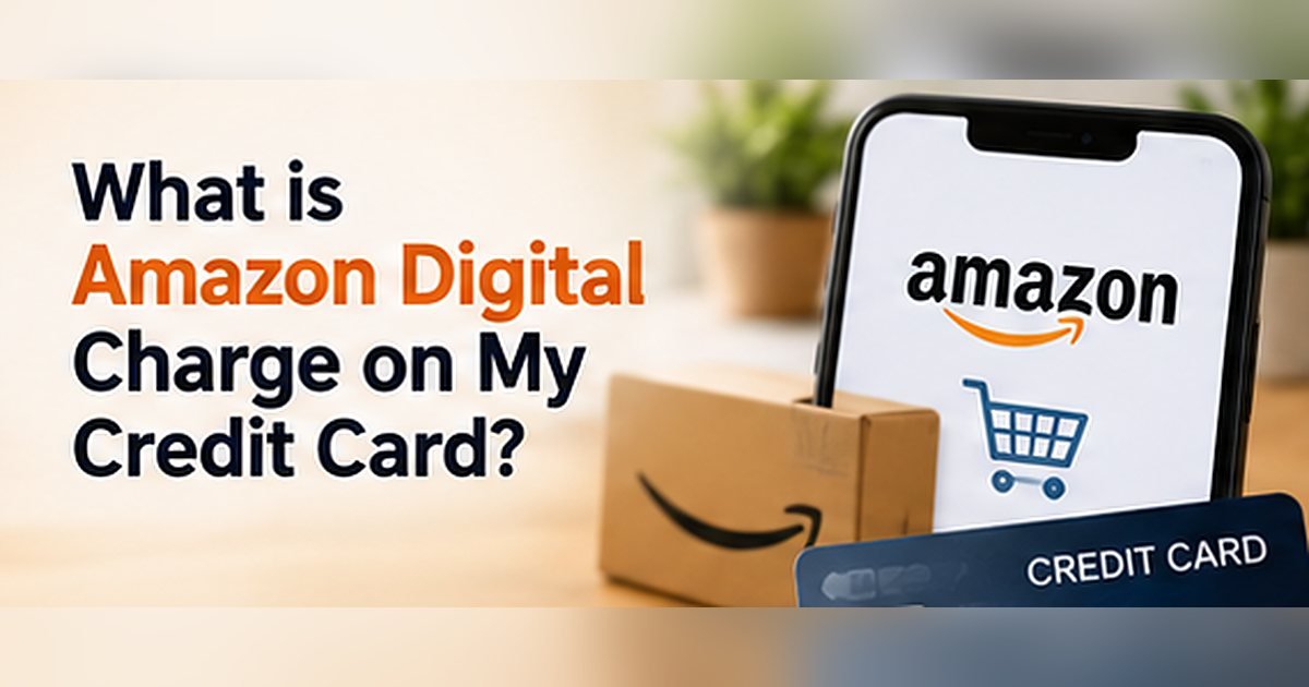 What is Amazon Digital Charge on Credit Card? 1 Smartphone showing Amazon beside a credit card, illustrating an Amazon Digital charge