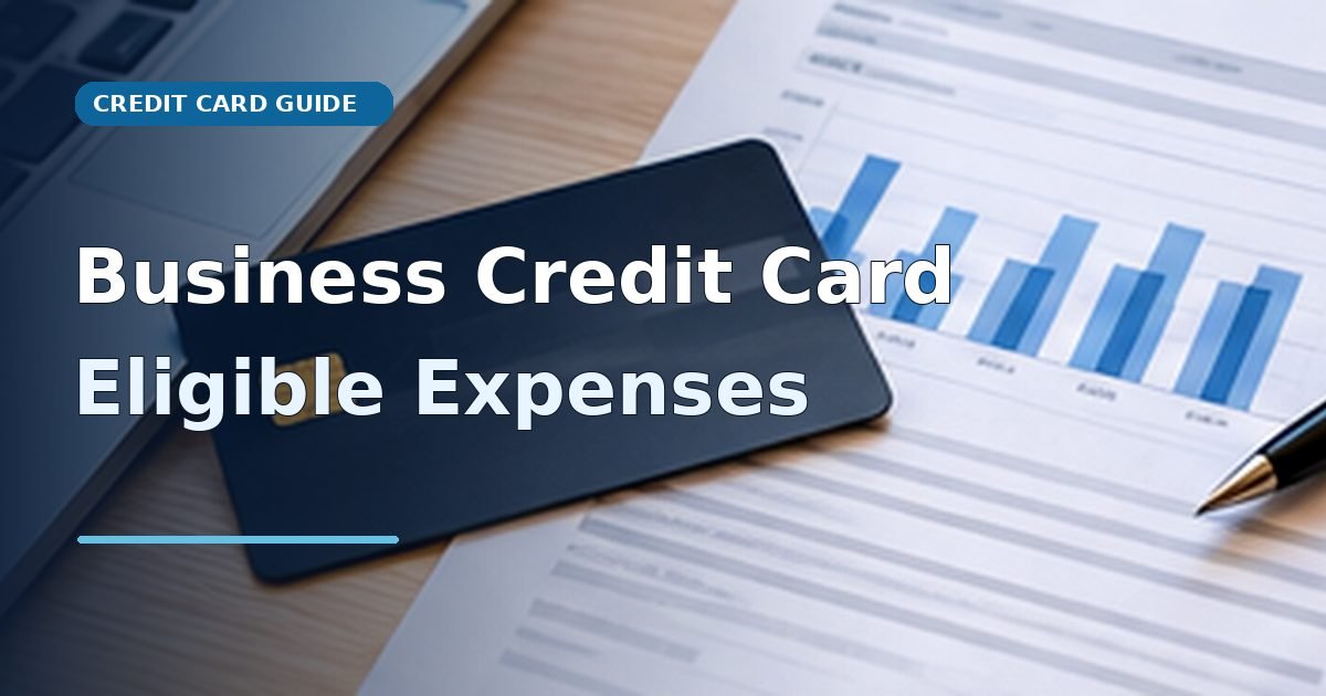 Business credit card resting on business expense records and calculator