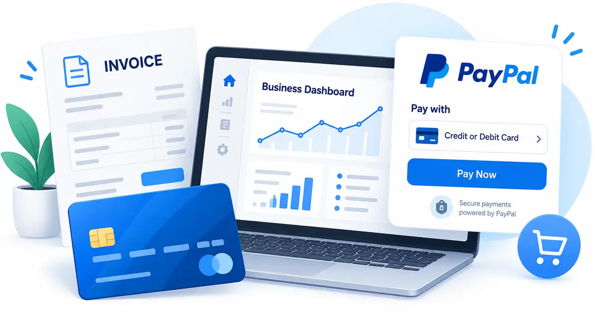 PayPal business invoice checkout accepting a customer credit card