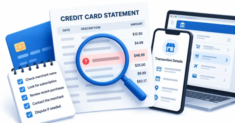 Steps to identify an unfamiliar credit card charge using receipts and transaction details