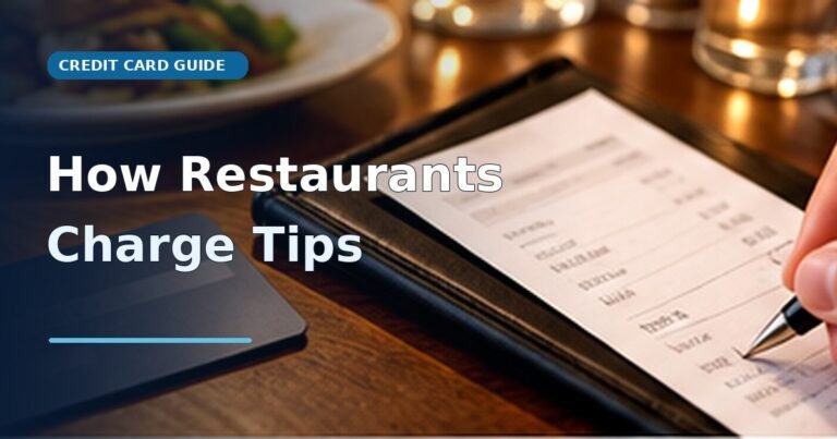 Diner adding gratuity to a restaurant receipt with credit card on table