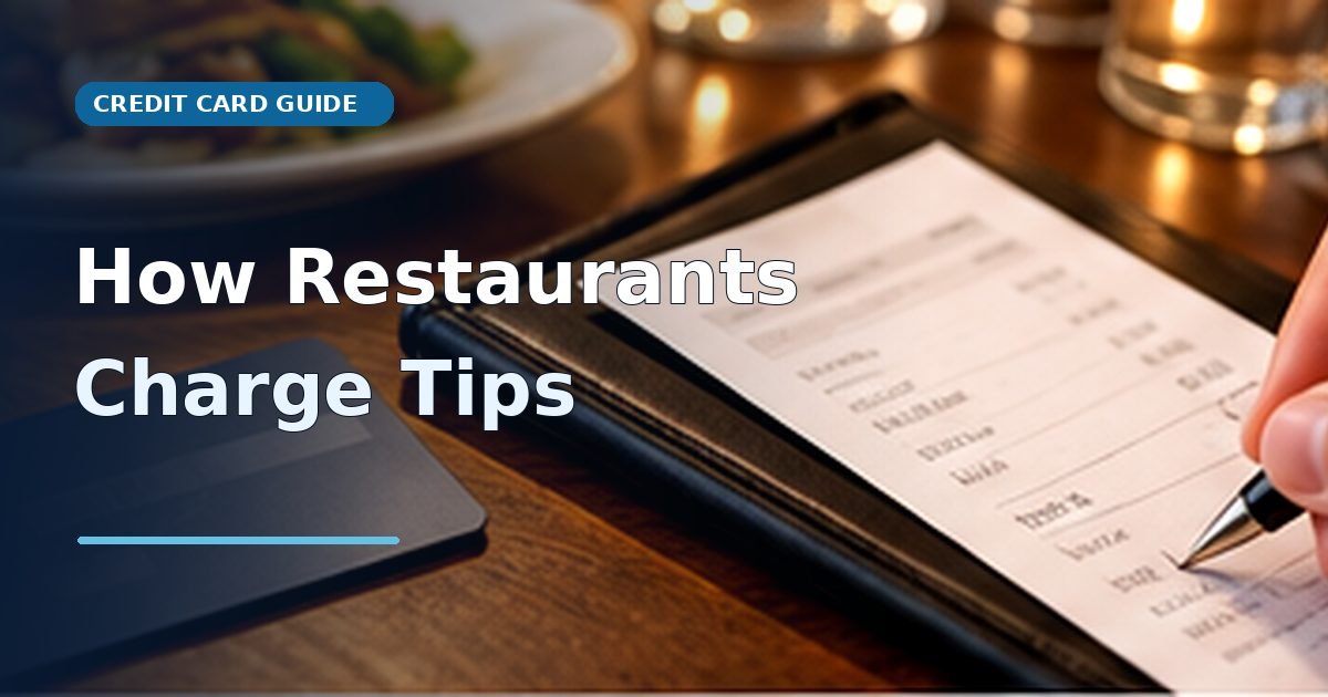 How Restaurants Charge Tips on Credit Cards 1 Diner adding gratuity to a restaurant receipt with credit card on table