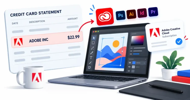 What is Adobe Inc Charge on Credit Card? 1 Adobe Inc card charge next to Creative Cloud subscription and design software