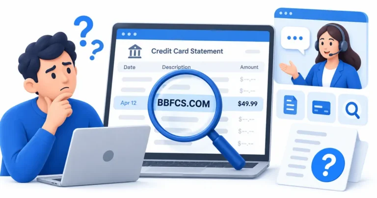 BBFCS.com charge highlighted on a card statement for merchant verification