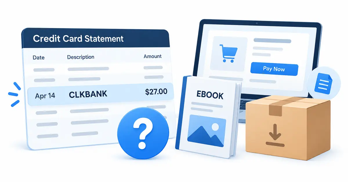 What is ClickBank Charge on Credit Card? 1 ClickBank charge on card statement with online products and checkout