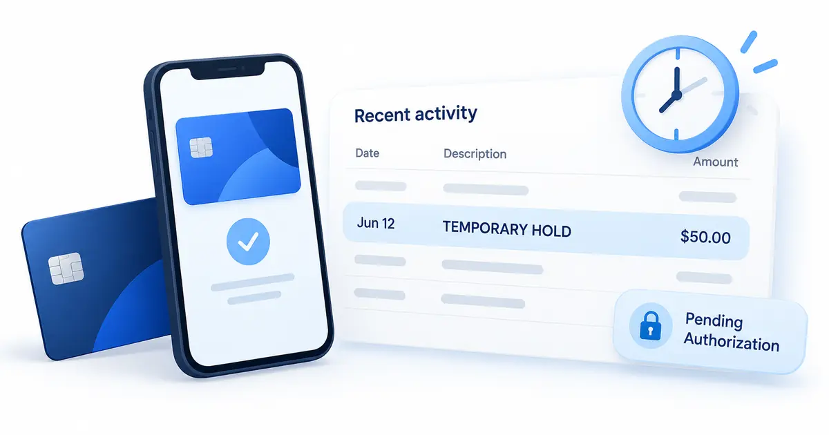 Google temporary authorization hold on a credit card activity screen
