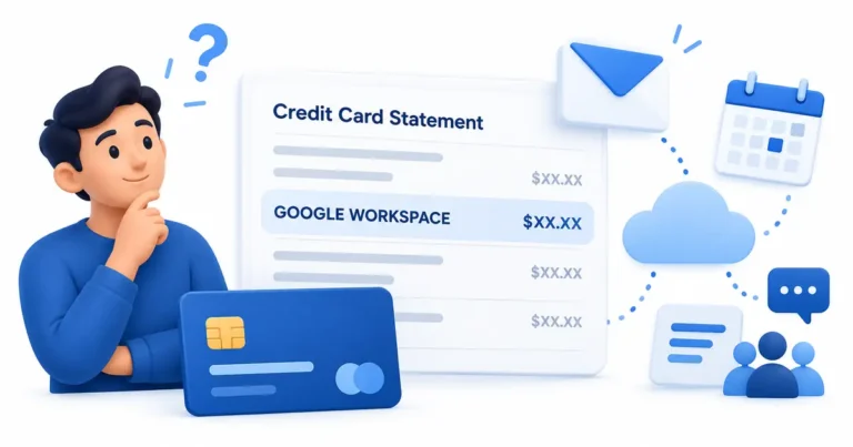Google Workspace card charge with business email and subscription tools