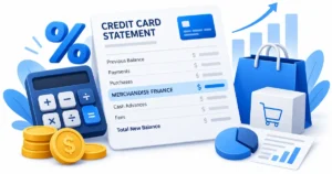 Merchandise finance charge on credit card statement with interest calculator