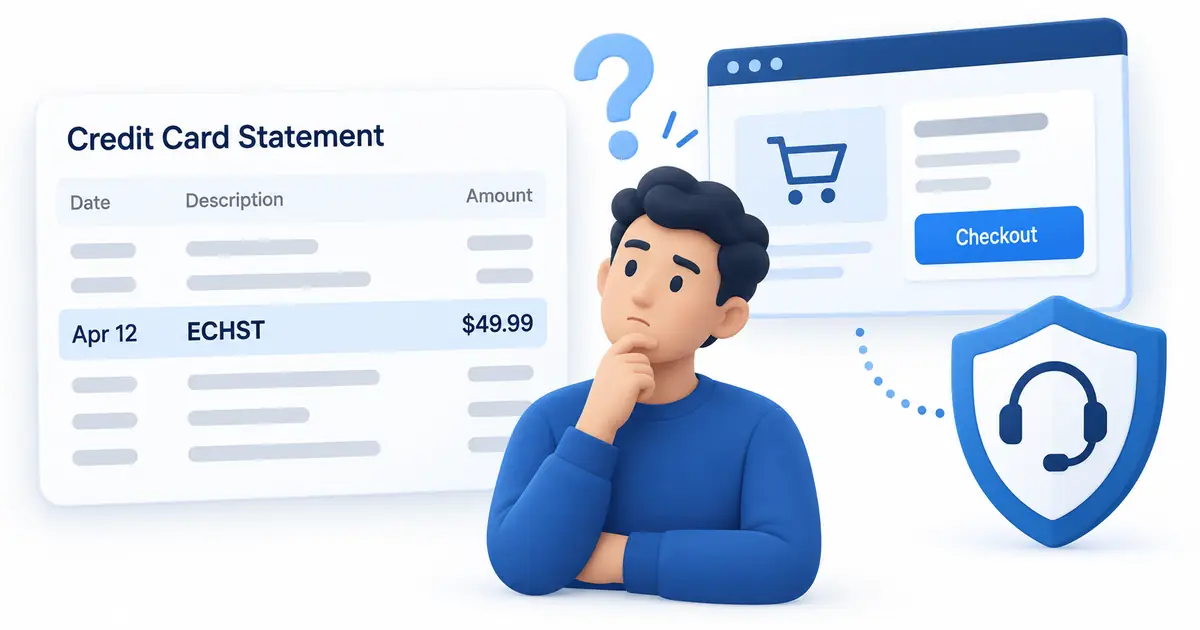 ECHST credit card charge illustration with online checkout and billing support